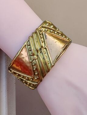 Vintage Brutalist Signed E Garcia Copper Cuff Bracelet